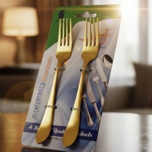 6-Pieces Gold Stainless Steel Durable 14-Gauge Fork Set | Gold Mirror Polished Food Grade Cutlery | Elegant Dining Forks by Wazirabad Handicrafts